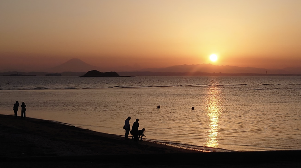 富津岬から見る夕日